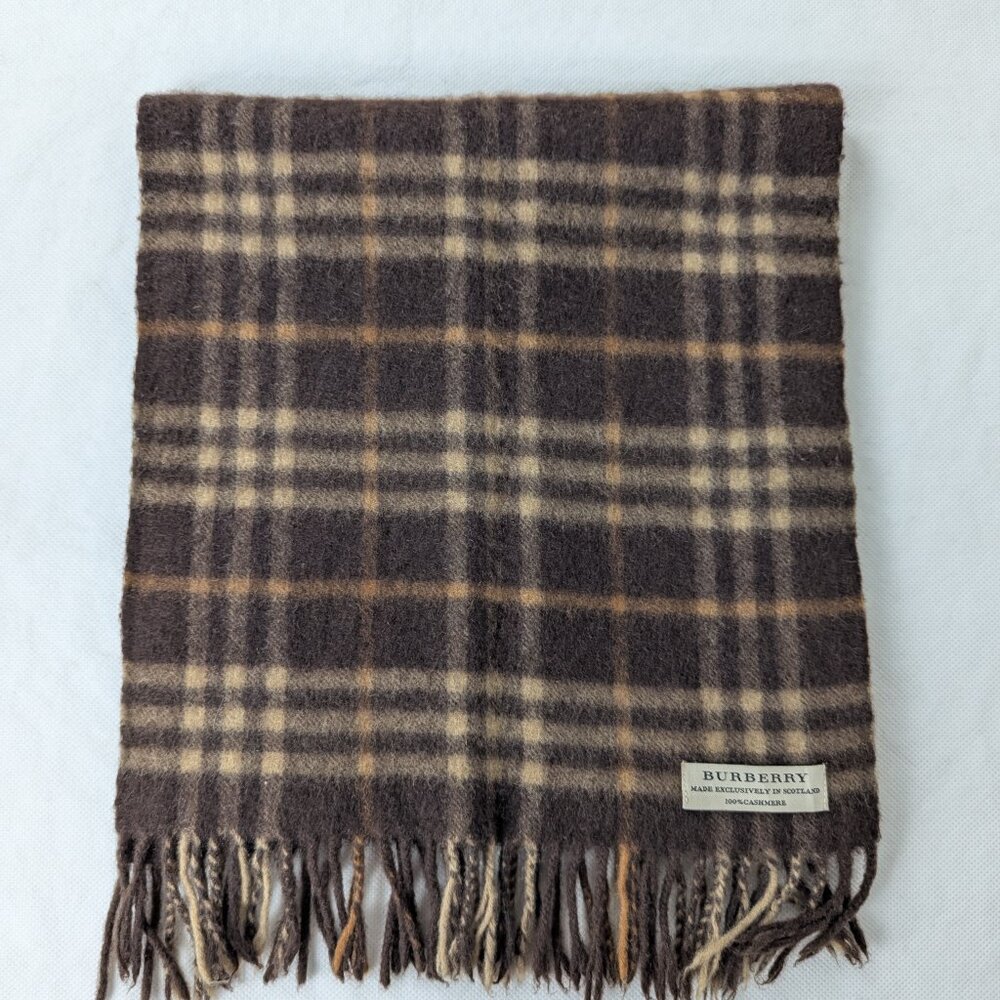 Burberry Cashmere Scarf Brown | Unisex | Classic Check | Used Excellent - Picture 2 of 6